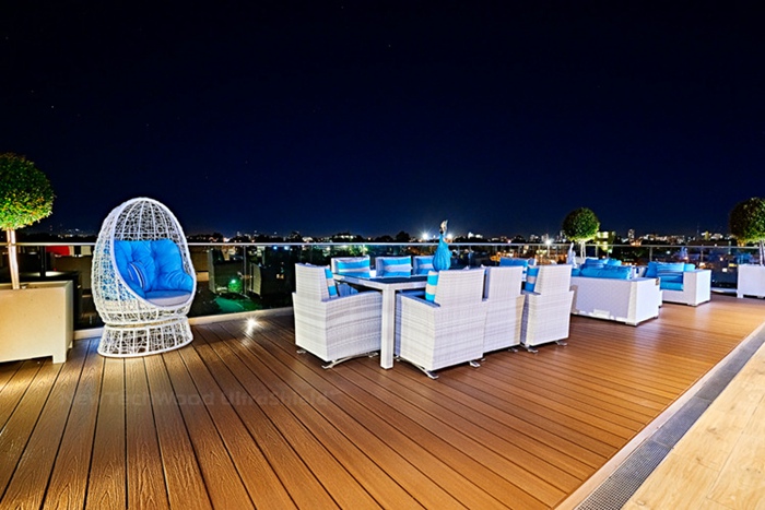 UltraShield Composite decking in Australia at night.