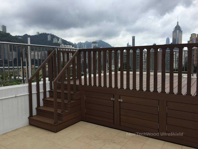 UltraShield boards as customized railing and storage in Hong Kong.