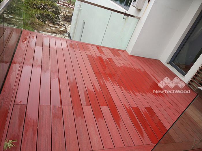use hot soapy water and a soft bristle brush to clean your deck